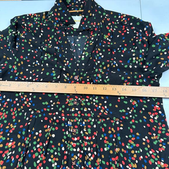 Maeve Top Womens 6 Black Polka Dot Long Sleeve Button Down Career Casual Blouse - Picture 9 of 12